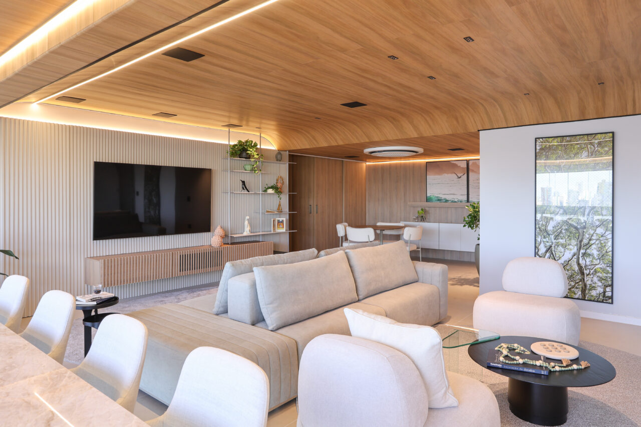 Capa do Blog, Teto Vinílico Teca Bege by Talt – Apartamento AA – projeto Melo Arquitetura (crédito: Morgana Nunes)